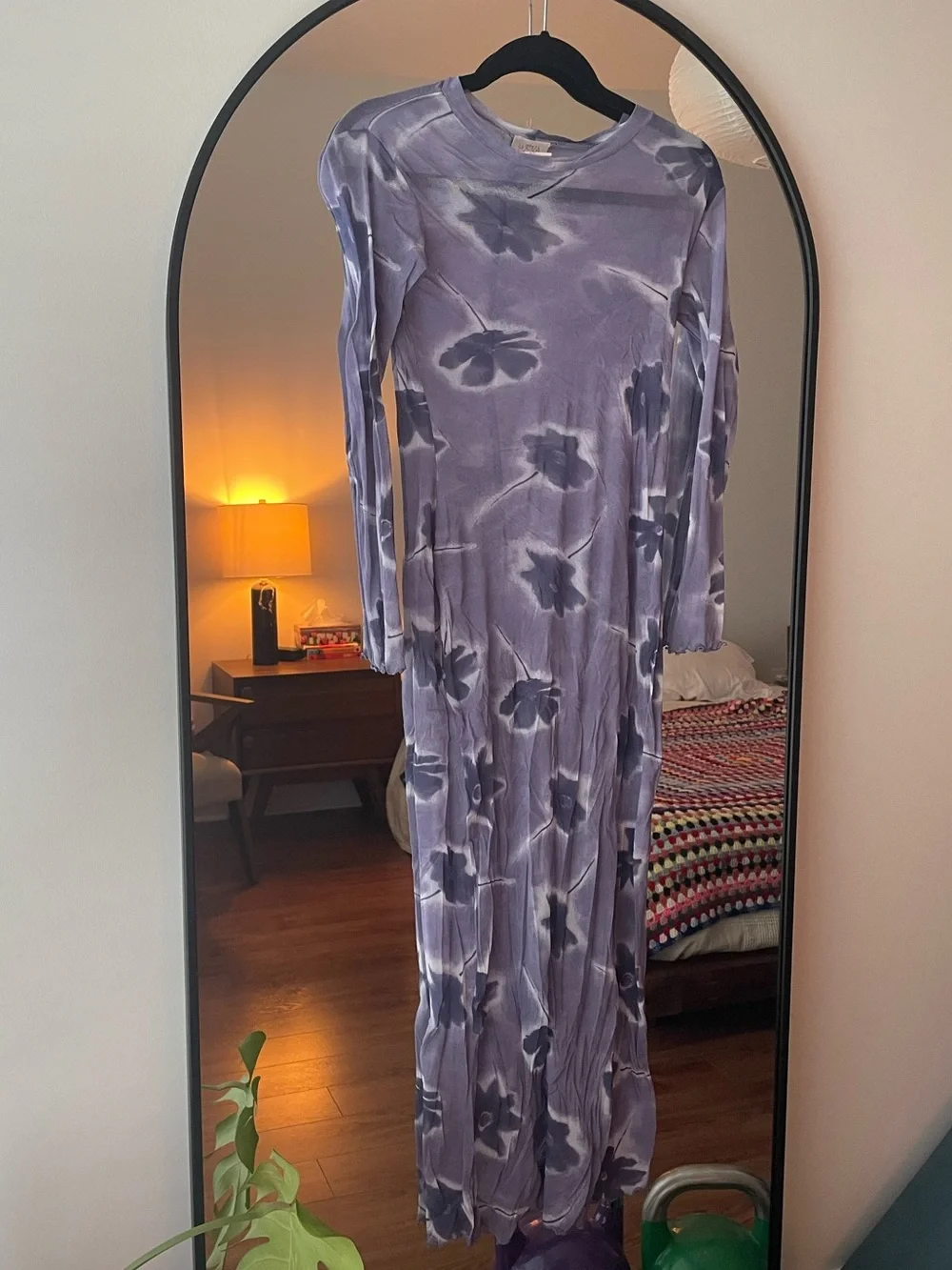 Vintage la senza purple floral mesh long dress - Picture 1 of 4